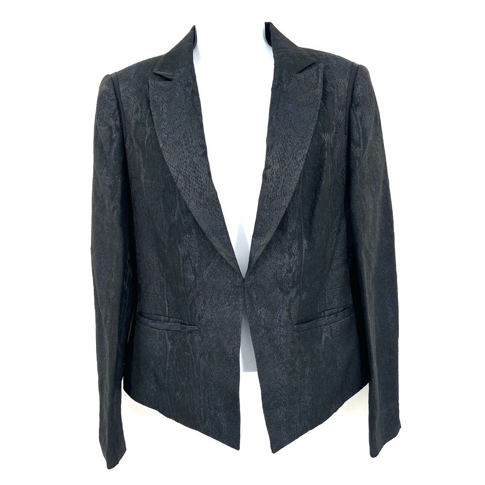 Robert Graham Black on Black Snake Pattern Blazer Purple Holo Lining Size 6